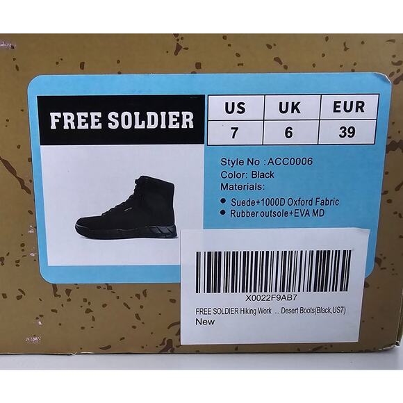 Free Soldier Tactical Military Combat Work Boots Black Suede & Fabric Men's 7 - Picture 7 of 8